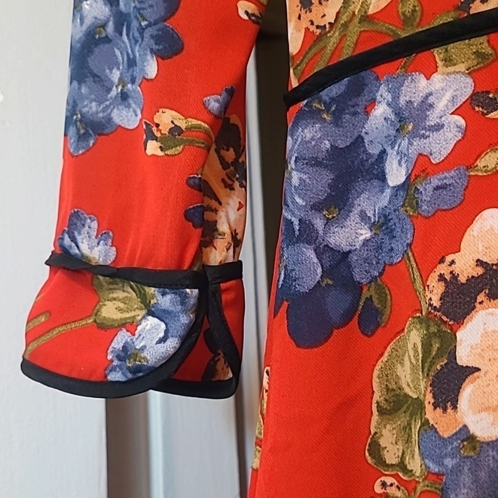 RE:Named Scarlet Red Floral Mod Boho Mini Dress Women’s Small - Picture 6 of 15